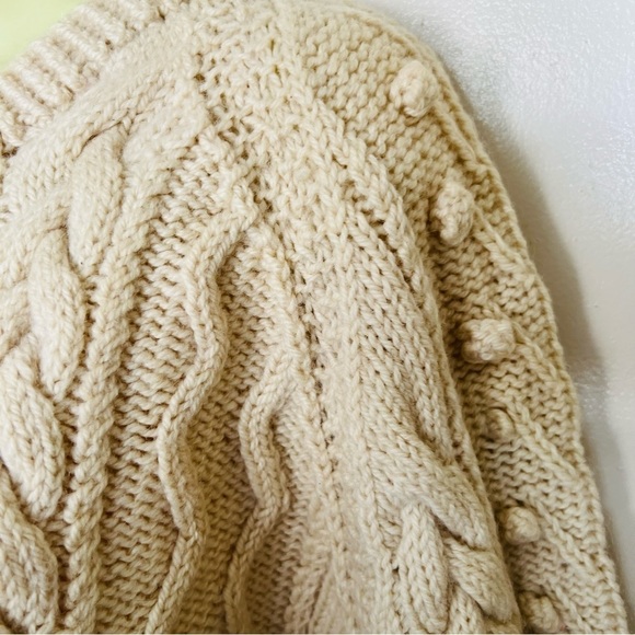 VINTAGE Cable Knit Icelandic-Chunky-hand-knitted-Beige-Fisherman-Sweater… - Picture 8 of 10